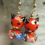 Cute Red Kitty Earrings